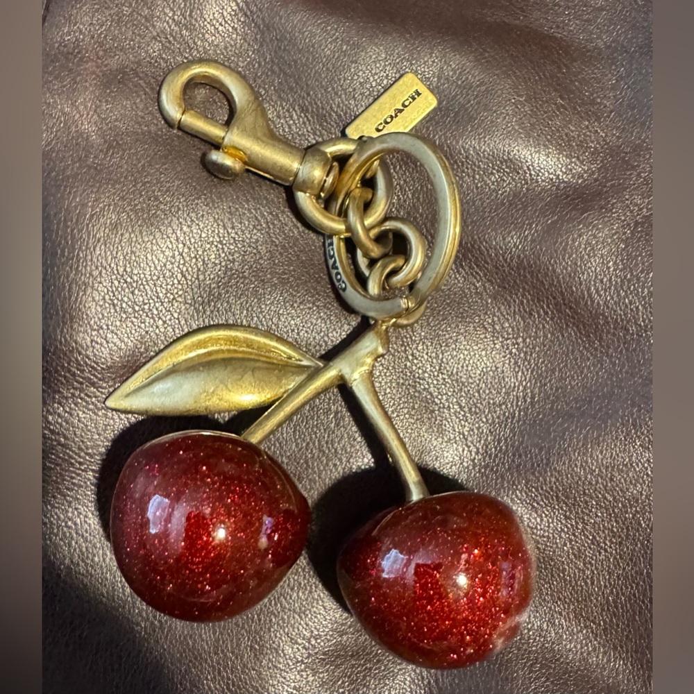 Authentic Coach Red Cherry Keychain Charm